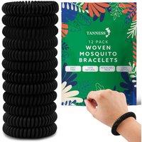 Tanness 12 Pack Mosquito Repellent Bracelet Bug Insect Bands in Black | Size: Pack of 12