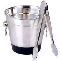 simpa Stainless Steel Mini Ice Bucket & Tongs Set in Metallic Silver