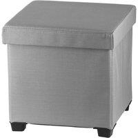 simpa Folding Storage Ottoman Foot Rest Stool in Light Grey