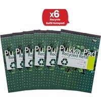 Pukka Pad Refill Notepad With 100 Pages of 80Gsm, Feint Ruled Lines - Pack of 6