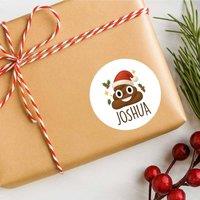 60 SECOND MAKEOVER 25 x Personalised Christmas Labels Poo Emoji