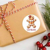 60 SECOND MAKEOVER 25 x Personalised Christmas Labels Gingerbread Cookie