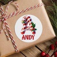 60 SECOND MAKEOVER 25 x Personalised Christmas Labels Candy Cane