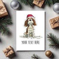 60 SECOND MAKEOVER Pack Of 5 Personalised Christmas Cards Cavalier King Charles Spaniel in White | Size: 5 Pack