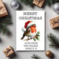 60 SECOND MAKEOVER Pack Of 5 Personalised Christmas Cards Robin Merry Christmas in White | Size: 5 Pack