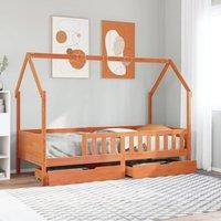 Berkfield Home Kids Bed Frame with Drawers without Mattress 80x200 cm Solid Wood in Brown