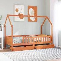 Berkfield Home Kids Bed Frame with Drawers without Mattress 90x200 cm Solid Wood in Brown