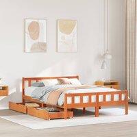 Berkfield Home Bed Frame without Mattress Wax Brown 150x200 cm King Size Solid Wood Pine