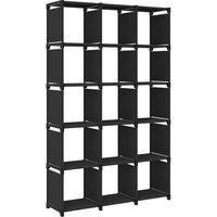 Berkfield Home 15-Cube Display Shelf Black 103x30x175.5 cm Fabric