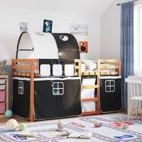 Berkfield Home Bunk Bed without Mattress White&Black 90x200 cm Solid Wood Pine in Black