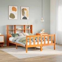 Berkfield Home Bookcase Bed without Mattress Wax Brown 120x200 cm Solid Wood Pine | Size: Small Double