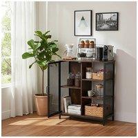 Living and Home Industrial Sideboard Coffee Bar Cabinet in Dark Brown