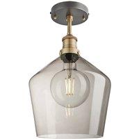 Industville Brooklyn Smoked Glass Schoolhouse Flush Mount - 10 Inch - Mocha in Metallic Gold | Size: 10 inches