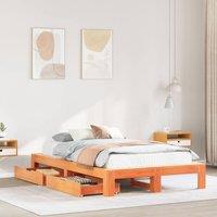 Berkfield Home Bed Frame without Mattress Wax Brown 120x200 cm Solid Wood Pine | Size: Small Double