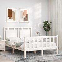 Berkfield Home Bed Frame with Headboard White Small Double Solid Wood