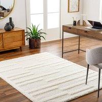 Livabliss Rodos Modern Beige White Soft Plush Pile Rug | Size: 120 cm x 170 cm