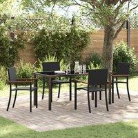 Berkfield Home 5 Piece Garden Dining Set Black Poly Rattan