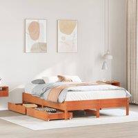 Berkfield Home Bed Frame without Mattress Wax Brown 150x200 cm King Size Solid Wood Pine