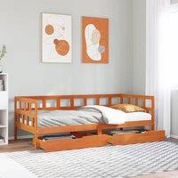 Berkfield Home Daybed with Drawers without Mattress Wax Brown 80x200 cm Solid Wood