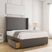 BSSPOKE Austin Divan Bed Plush 54 Headboard 2Drawers Footend & No Mattress in Grey | Size: Small Double