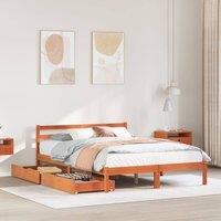 Berkfield Home Bed Frame without Mattress Wax Brown 150x200 cm King Size Solid Wood Pine