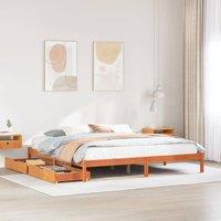 Berkfield Home Bed Frame without Mattress Wax Brown 180x200 cm Super King Solid Wood Pine