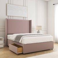BSSPOKE Austin Divan Bed Plush 54 Headboard 2Drawers Footend & No Mattress in Pink | Size: Double