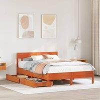 Berkfield Home Bed Frame without Mattress Wax Brown 150x200 cm King Size Solid Wood Pine