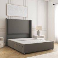 BSSPOKE Austin Divan Bed Plush Velvet 54 Headboard & No Drawers No Mattress in Grey | Size: Single