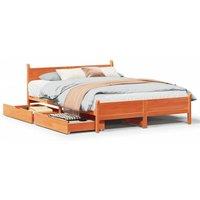 Berkfield Home Bed Frame without Mattress Wax Brown 150x200 cm King Size Solid Wood Pine