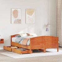 Berkfield Home Bed Frame without Mattress Wax Brown 140x200 cm Solid Wood Pine