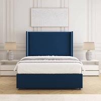 BSSPOKE Austin Divan Bed Set Plush Velvet 54 Headboard & Mattress No Drawers in Blue | Size: King