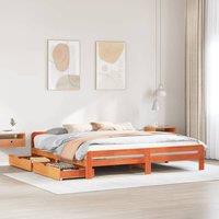 Berkfield Home Bed frame without Mattress Wax Brown 200x200 cm Solid Wood Pine