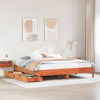 Berkfield Home Bed Frame without Mattress Wax Brown 180x200 cm Super King Solid Wood Pine