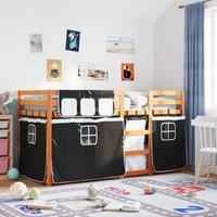 Berkfield Home Bunk Bed without Mattress White&Black 90x190 cm Single Solid Wood Pine in Black