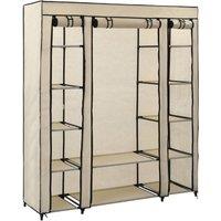 Berkfield Home Wardrobe with Compartments & Rods Cream 150x45x176 cm Fabric in Beige | Size: 150 x 45 x 176 cm