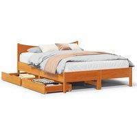 Berkfield Home Bed Frame with Drawers Wax Brown 160x200 cm Solid Wood Pine