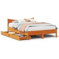 Berkfield Home Bed Frame with Drawers Wax Brown 120x200 cm Solid Wood Pine | Size: Small Double