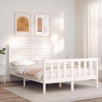 Berkfield Home Bed Frame with Headboard White Small Double Solid Wood