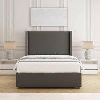 BSSPOKE Austin Divan Bed Set Plush Velvet 54 Headboard & Mattress No Drawers in Grey | Size: King