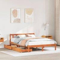 Berkfield Home Bed Frame without Mattress Wax Brown 135x190 cm Double Solid Wood Pine