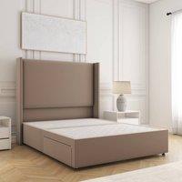 BSSPOKE Austin Divan Bed Plush Velvet 54 Headboard & No Drawers No Mattress in Taupe | Size: King
