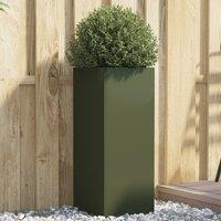 Berkfield Home Planter Olive Green 32x29x75 cm Steel | Size: 32 x 29 x 75 cm