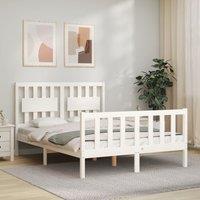 Berkfield Home Bed Frame with Headboard White Small Double Solid Wood