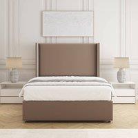 BSSPOKE Austin Divan Bed Set Plush Velvet 54 Headboard & Mattress No Drawers in Taupe | Size: King