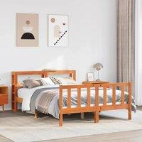 Berkfield Home Bed Frame with Headboard without Mattress Wax Brown 150x200 cm King Size