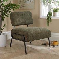 Home Source Boucle Accent Chair Black Metal Legs Modern Home Living Seating in Olive