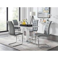 FurnitureboxUK Giovani Grey White Modern High Gloss & Glass Dining Table & 4 Murano Chairs Set
