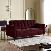 FurnitureboxUK Jade 3-Seater Soft Touch Velvet Sofa With Solid Wood Frame in Maroon