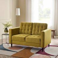 FurnitureboxUK Jade 2-Seater Soft Touch Velvet Sofa With Solid Wood Frame in Mustard